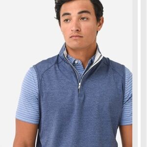 NWT Peter Millar Crown Navy Crafted Stealth Performance 1/4 Zip Blue Vest Small